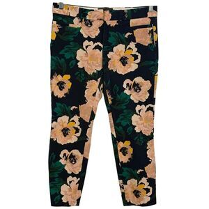 Banana Republic Size 6 Cropped Pants Floral Capri Navy Blue #Preppy